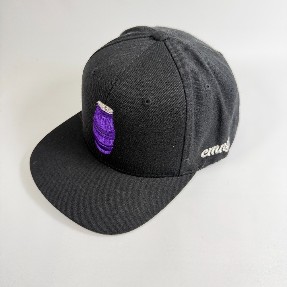 Classic Material NY Black Snapback Hat Purple Jar Green Underbrim Yupoong